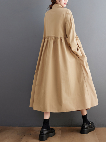 Women's side pockets Shirt dress