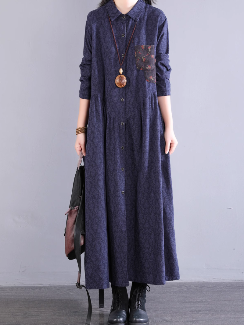 Robe d'été élégante pour femmes avec poches latérales et boutons, coupe trapèze 