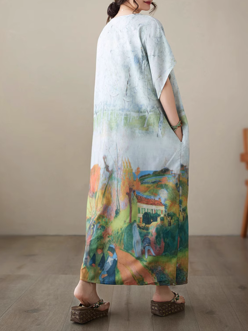 Robe Kaftan PEINTURE DE PLACE SUMBRE FEMMES