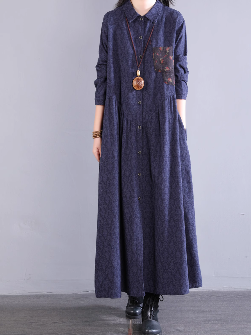 Robe d'été élégante pour femmes avec poches latérales et boutons, coupe trapèze 