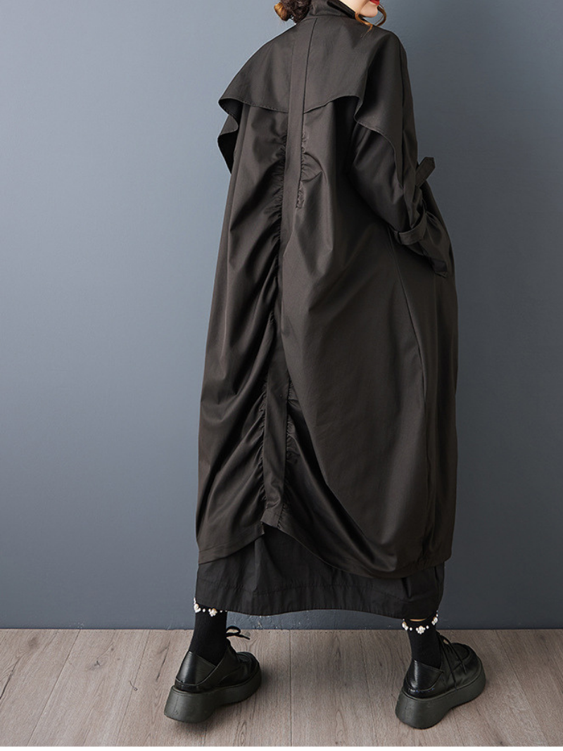 Avant-Garde Maxi Cocoon Coat with Zip Front, Minimal Oversized Silhouette
