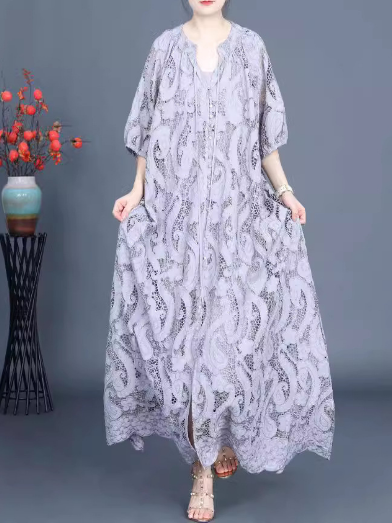 Les femmes portent à chaque occasion des fleurs de broderie robe A-line