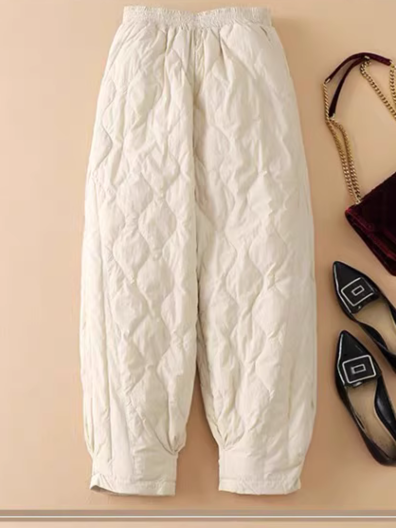 Elegant Quilted Thermal Jogger Pants, Cozy Winter Trousers for Women