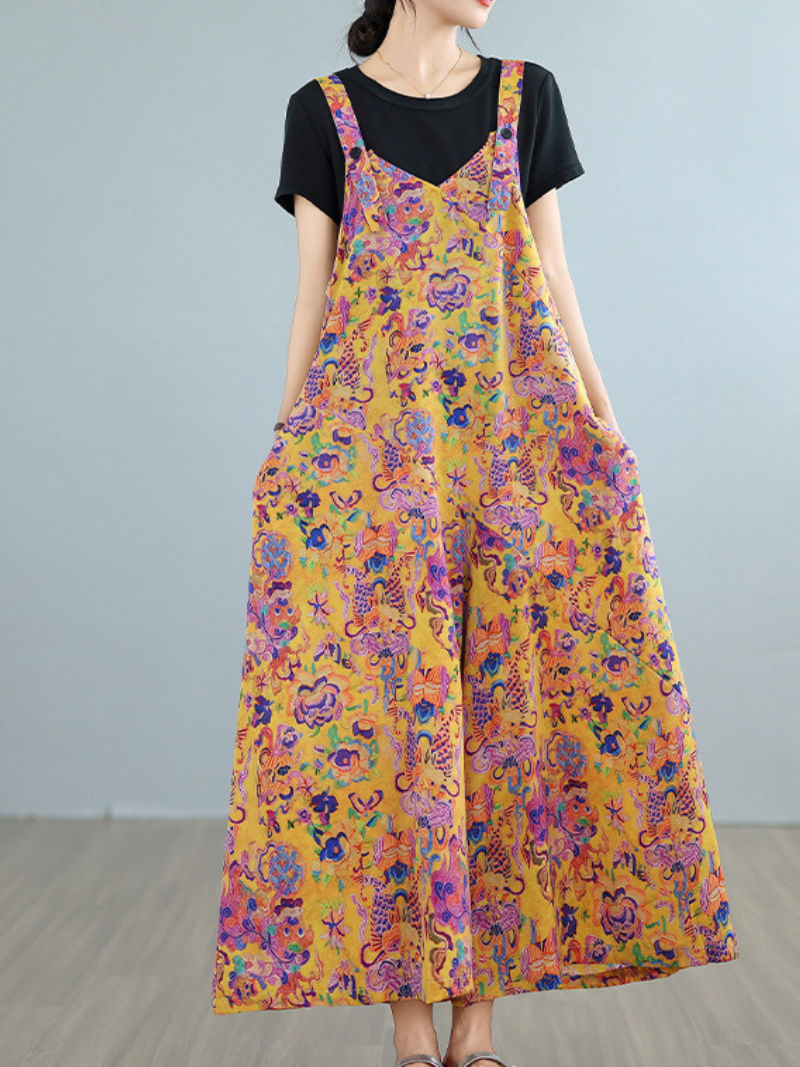 Salopette de salopes décontractées à l'imprimé floral pour femmes