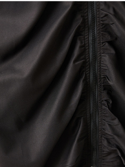 Avant-Garde Maxi Cocoon Coat with Zip Front, Minimal Oversized Silhouette