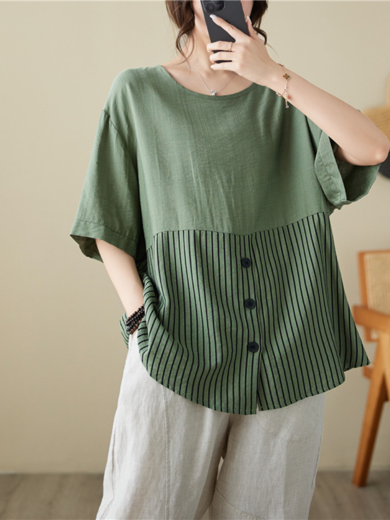 Women's Green Striped Tops