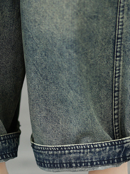Relaxed Utility Denim Overalls with Cargo Pockets and Adjustable Straps for Women