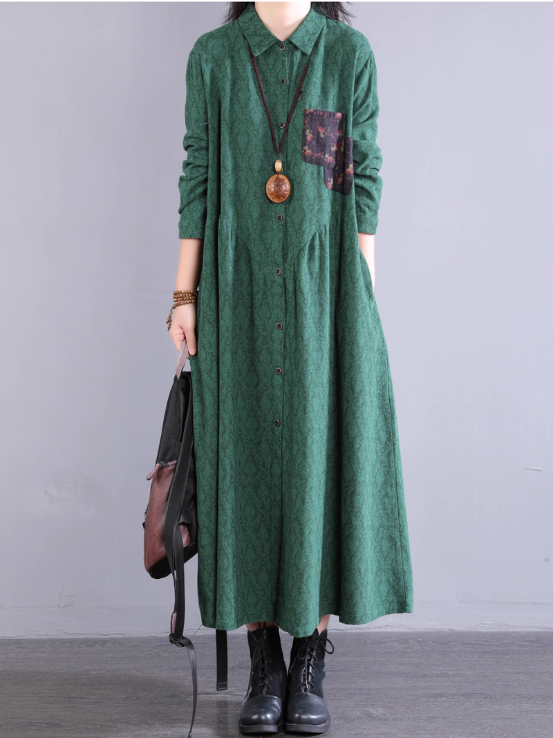 Robe d'été élégante pour femmes avec poches latérales et boutons, coupe trapèze 