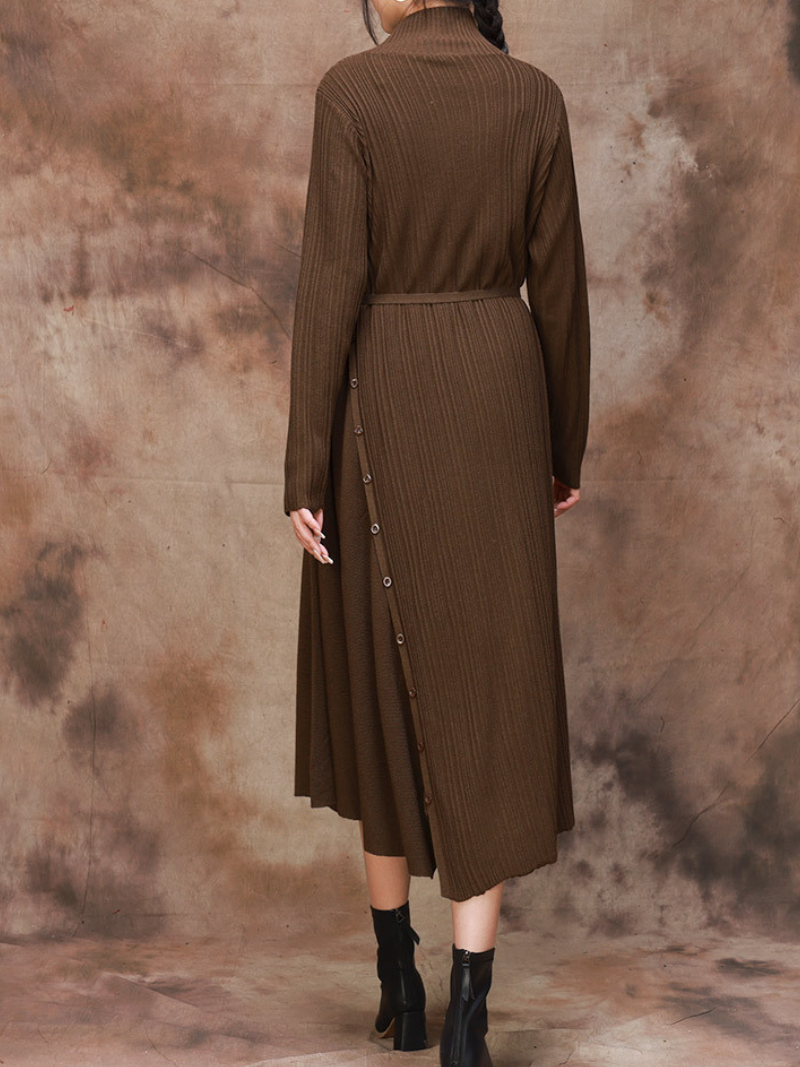 Women side button A-Line Dress 
