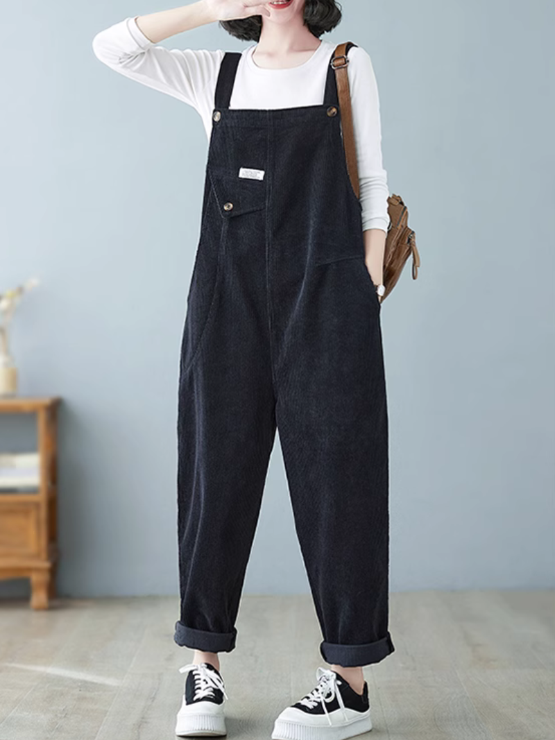 Women's Black Overalls Dungarees 