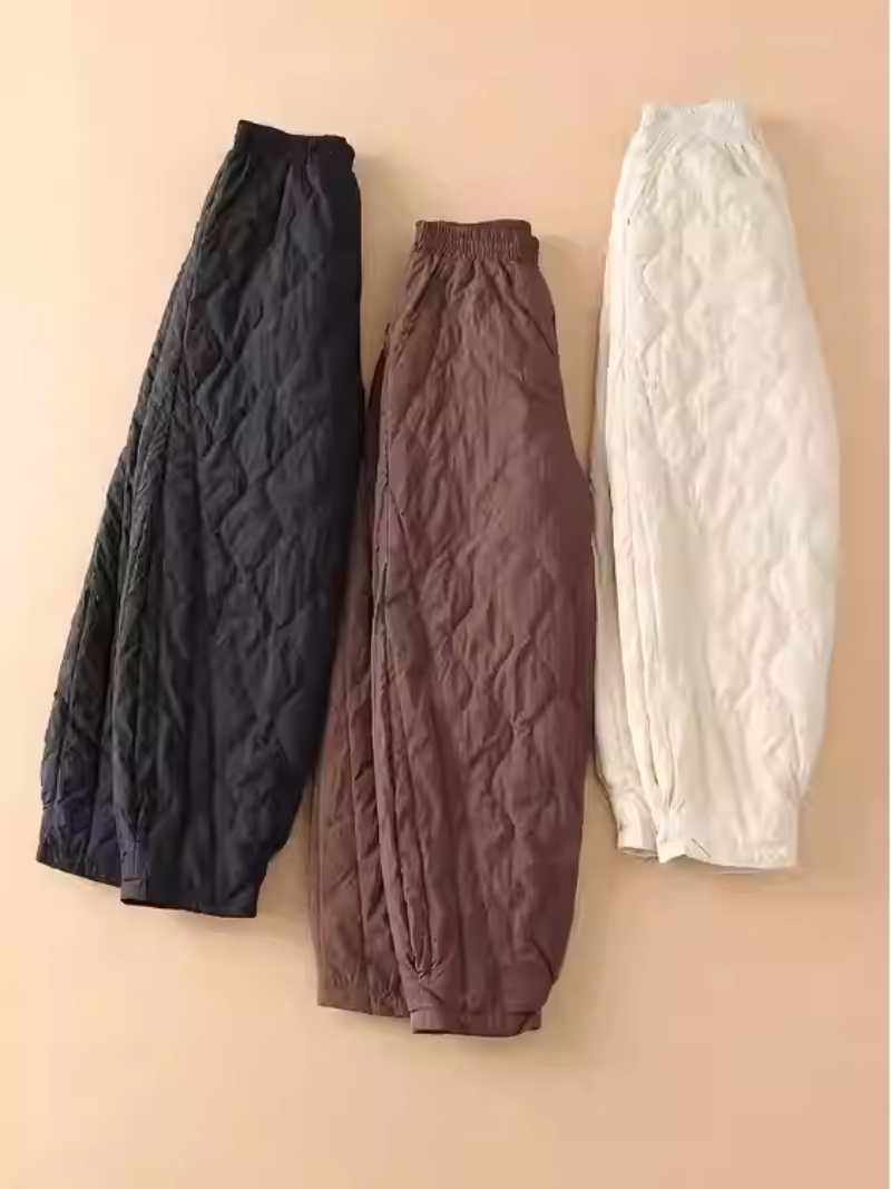 Elegant Quilted Thermal Jogger Pants, Cozy Winter Trousers for Women