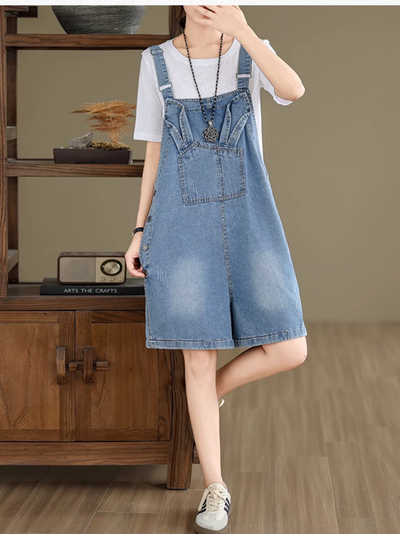 Women's Day to Night Wear High-Waisted Straight Short Dungarees