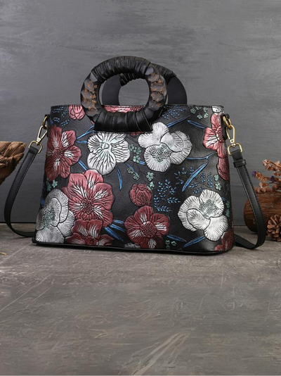 Women's Tote Versatile Flower PU Bag