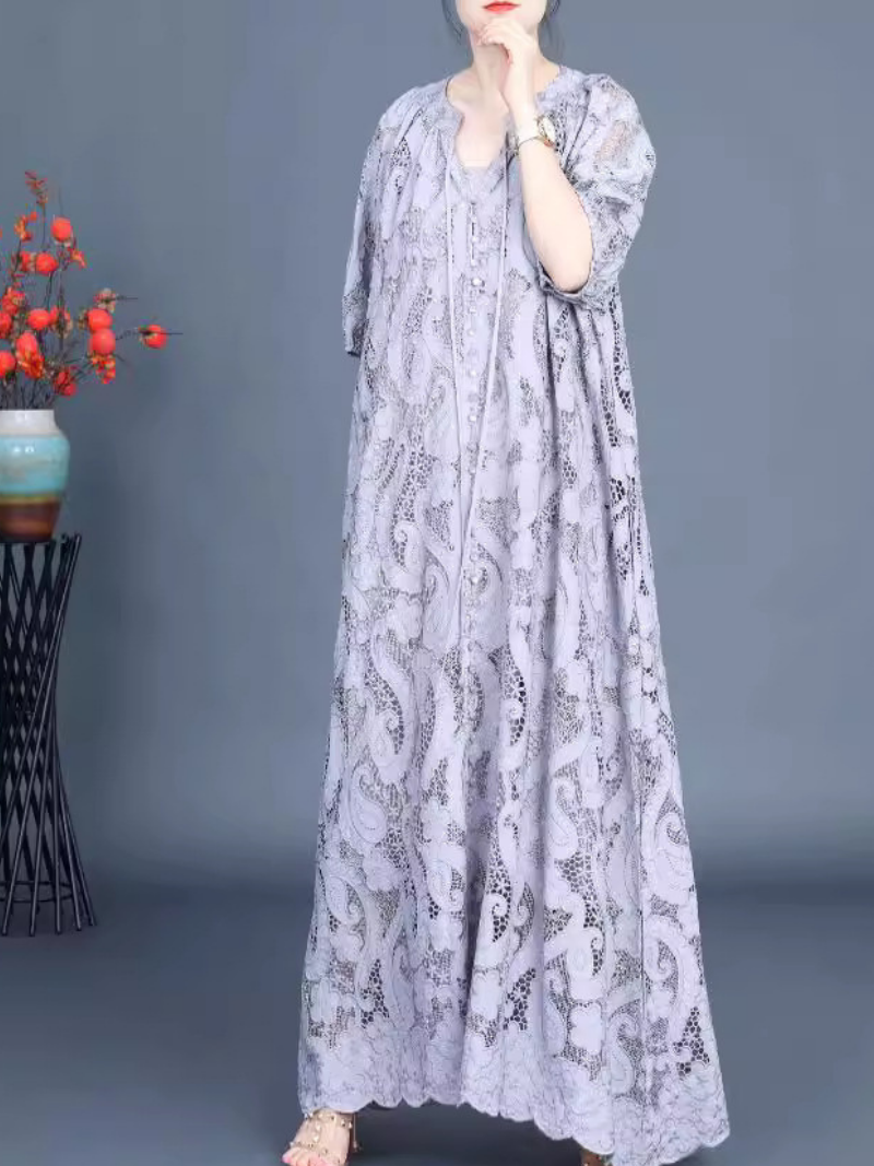 Les femmes portent à chaque occasion des fleurs de broderie robe A-line