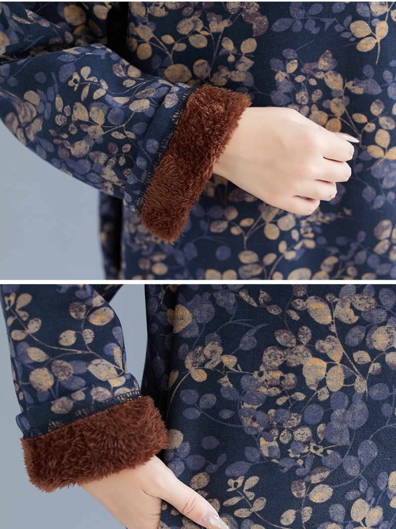 Oversized Floral Cotton Hoodie Dress, Cozy Hooded Tunic for Effortless Elegance