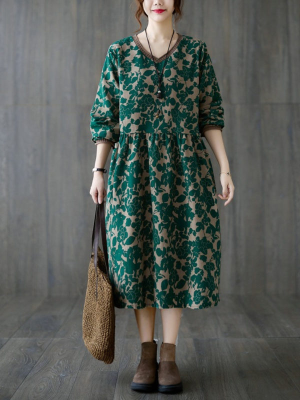 Floral smock dress for women