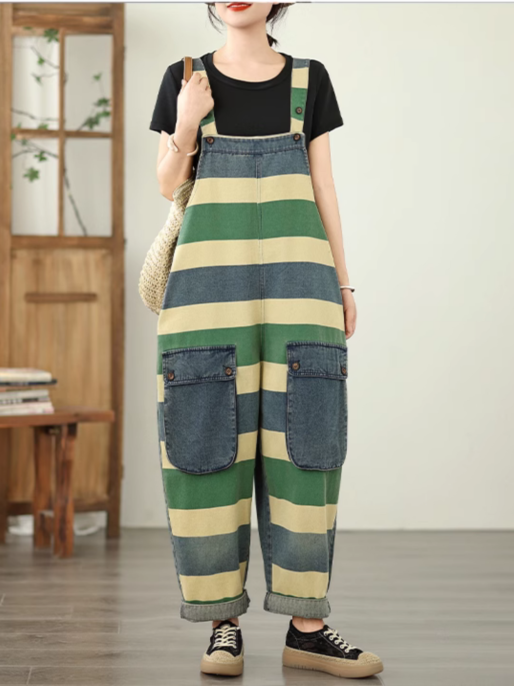 Women's Green Comfy Dungaree 