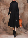 Women's  black A-Line Dress with Belt