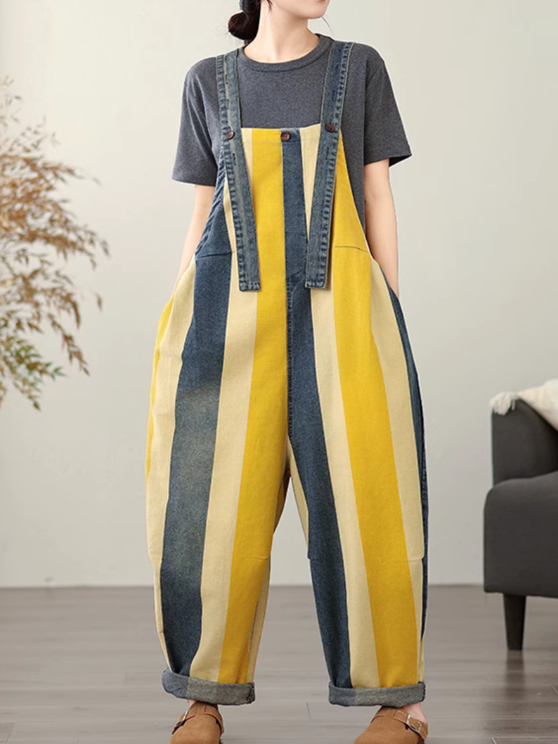 Women's Yellow Loose Dungaree