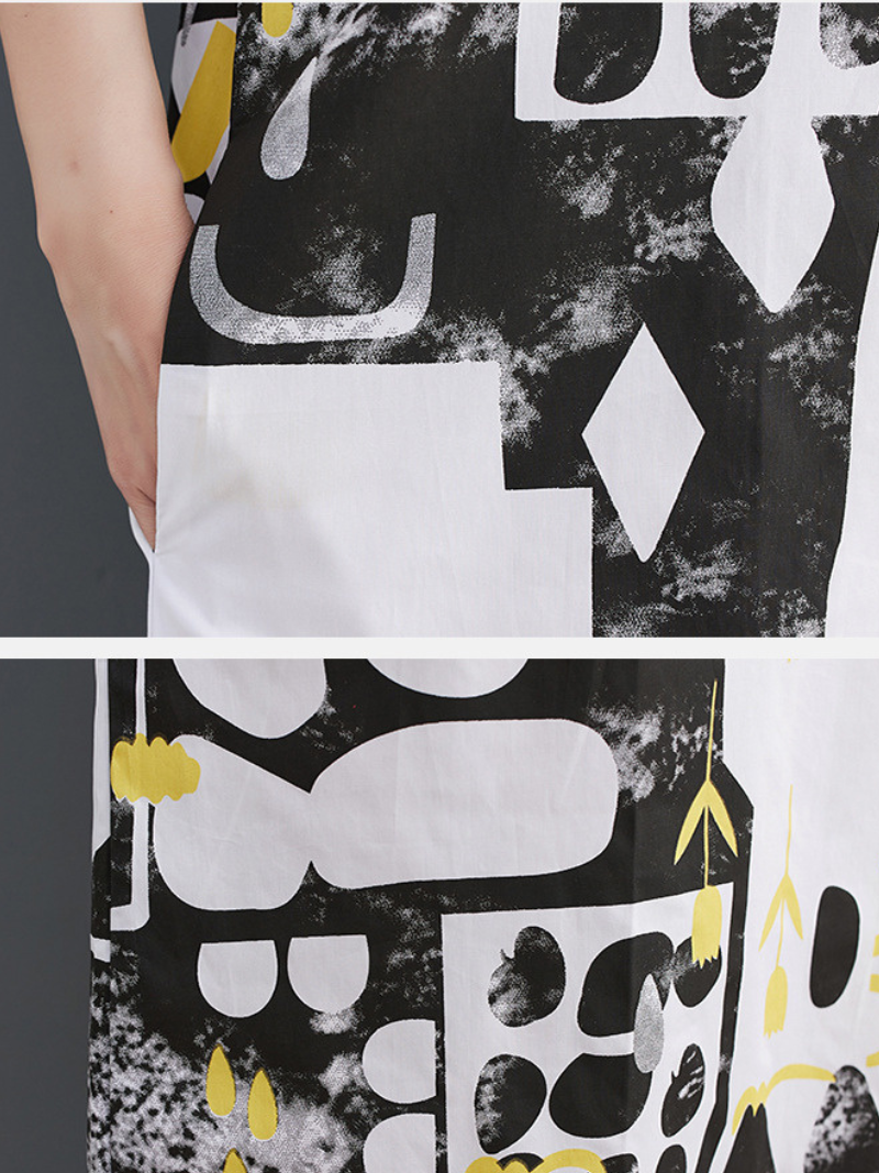 Abstract Print Rayon Midi Dress with Pockets, Chic Summer Style