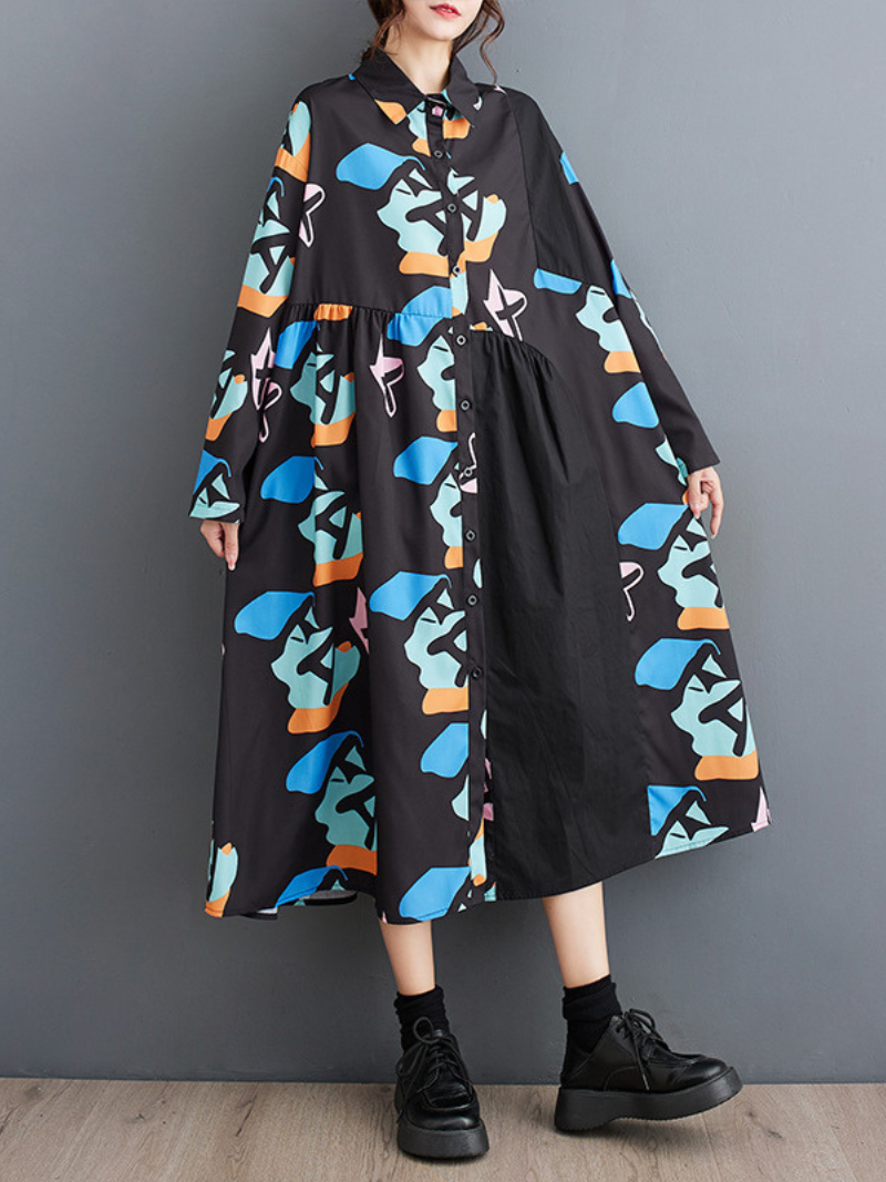 Women's Printed A-Line Shirt Dress