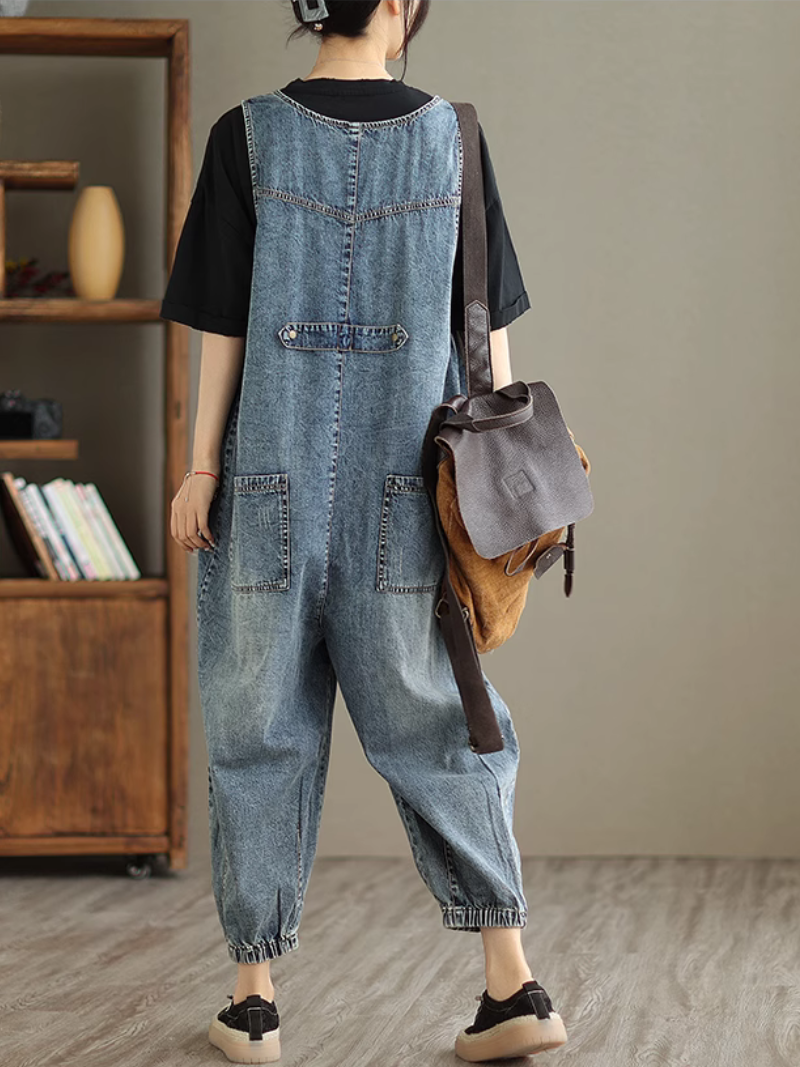 Summer des femmes en vrac en vrac de denim High Dungaree