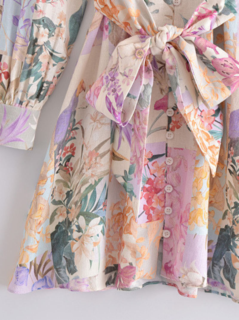 Robe de chemise à ceinture imprimée à chaque fille élégante de chaque élégante