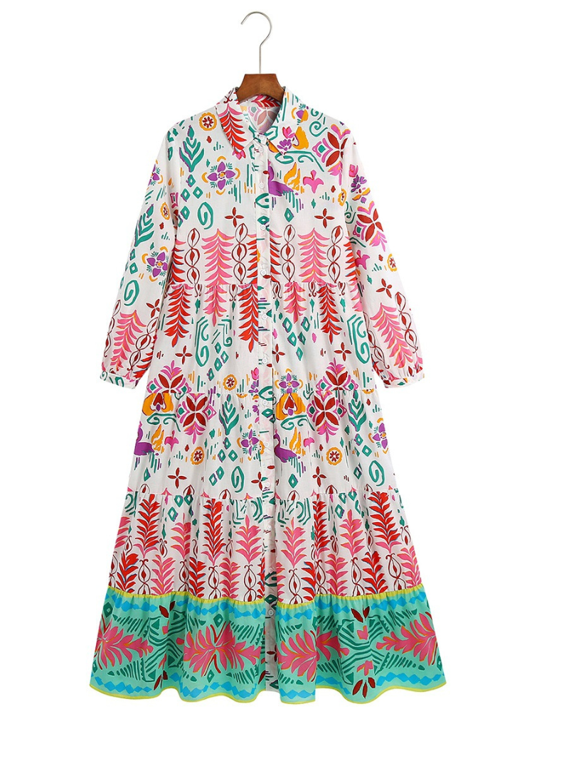 Robe à la mode à manches longues à manches longues à la mode aux femmes