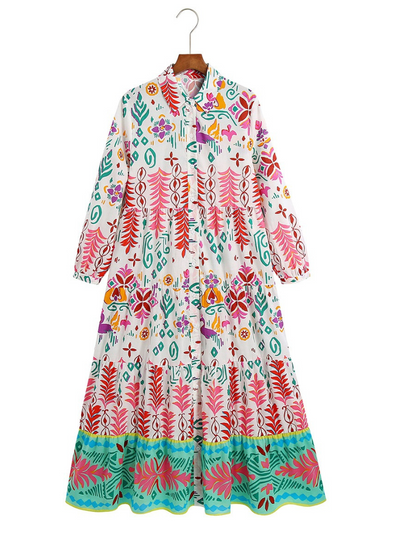 Women's Summer Long Sleeves Printed Smock Dress | Eva Trends