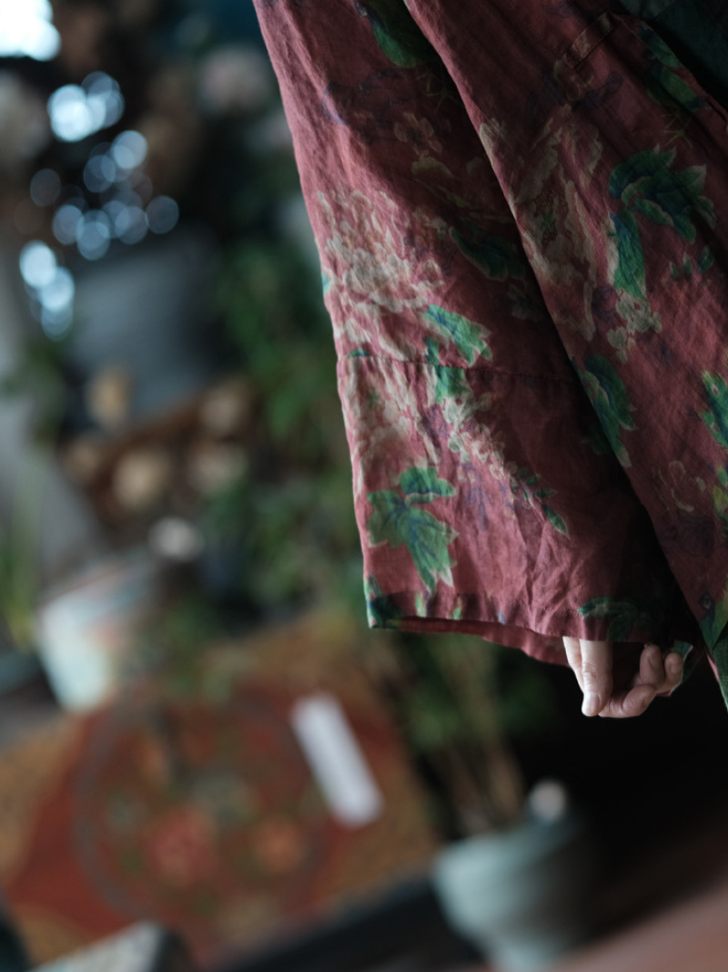 Ramie Cardigan with Digital Print