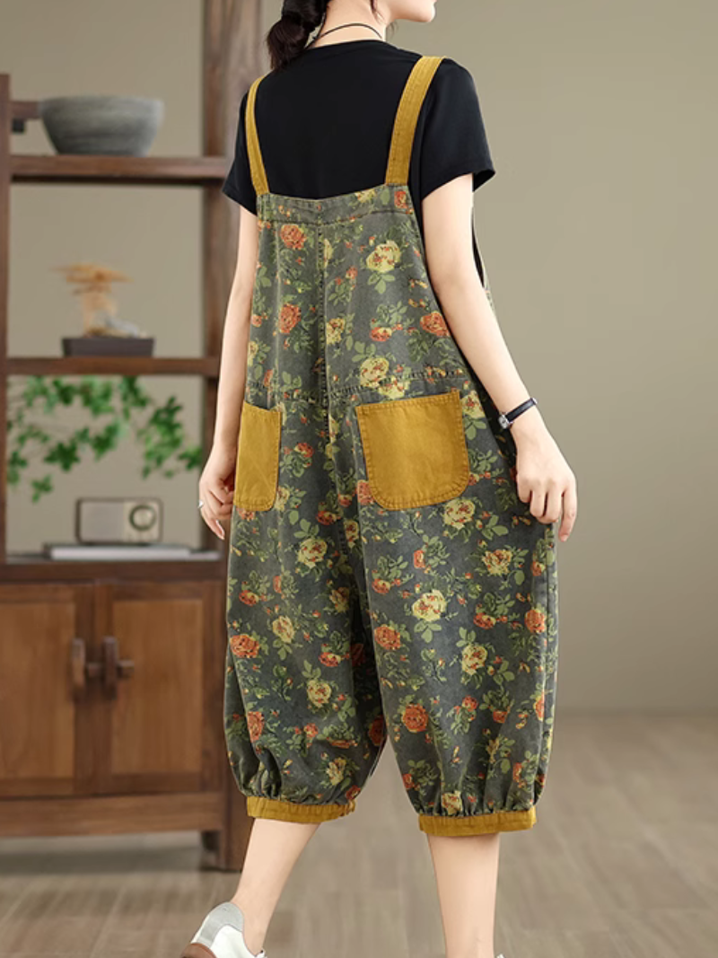 Women's Casual & Perfect Denim Cropped Pant Style Overall Dungaree