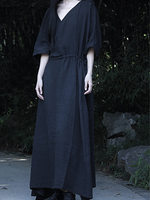 Breezy Garden-Party Wrap Maxi — Double Gauze Cotton, Effortless and Flattering