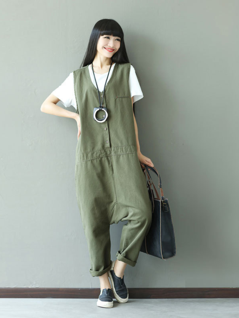 Stylish Button Front Denim Overalls for Women | Eva Trends