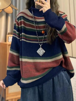 Striped Oversized Sweater in Acrylic Blend for Women, Effortless Knit