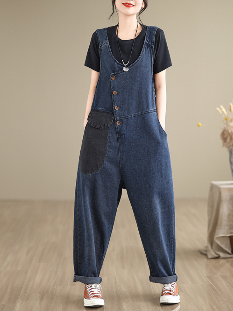 Poches longues pour femmes salopettes en coton denim