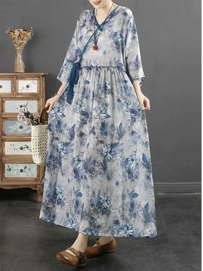 Women's Blue Flowers Dress