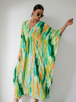 فستان قفطان نسائي لإطلالة صيفية مميزة على الشاطئ 