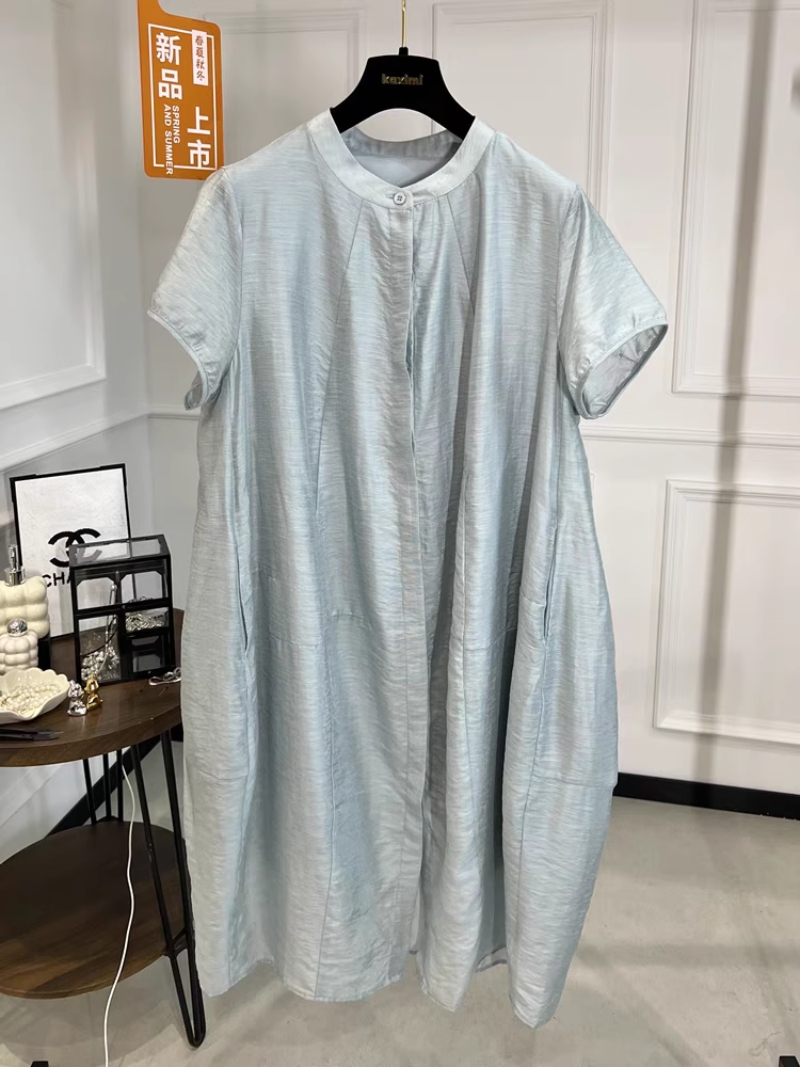 Half sleeves midi shirt dress