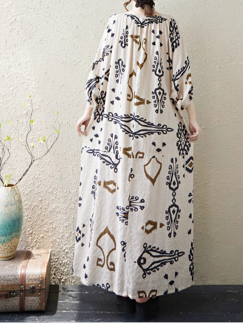 Robe de Kaftan imprimée de style ethnique d'été pour femmes