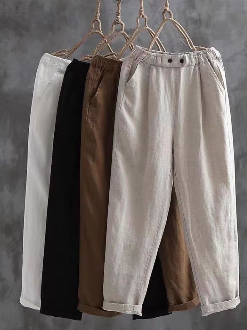 Pantalon harem en lin d'été pour femmes mince pantalon décontracté en bas