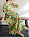 Women's Spring Loose Green Flower Printed Smock dress