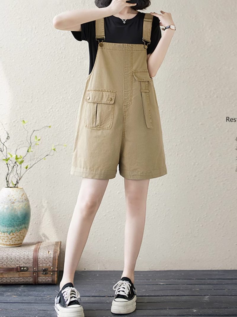 Dungaree de poche latérale polyvalente décontractée d'été pour femmes