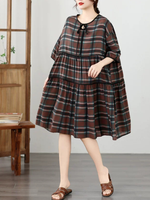 Weekend-Ready Plaid Dress — Airy Cotton Linen, Effortless and Flattering Style