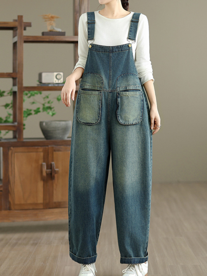 women's large pockets overalls