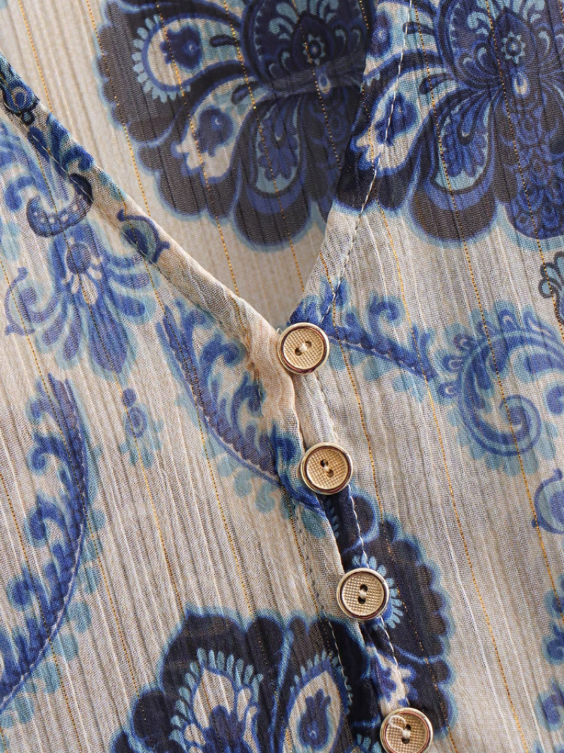 Robe imprimée en V géométrique A-Line à manches longues à manches longues à manches longues