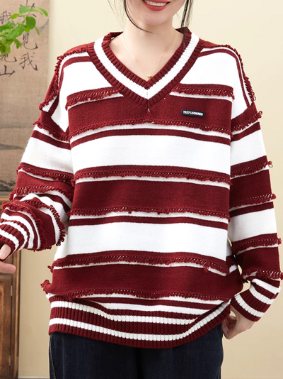 Women's Warm and Soft Stripe Pattern Sweater