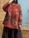 Women's Flower Placket Printed  Top