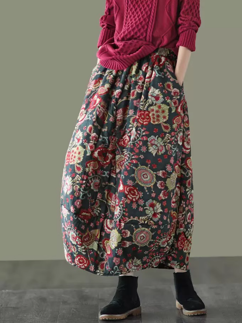 Ditsy Floral Maxi Skirt in 100% Cotton, Effortlessly Chic Elegance