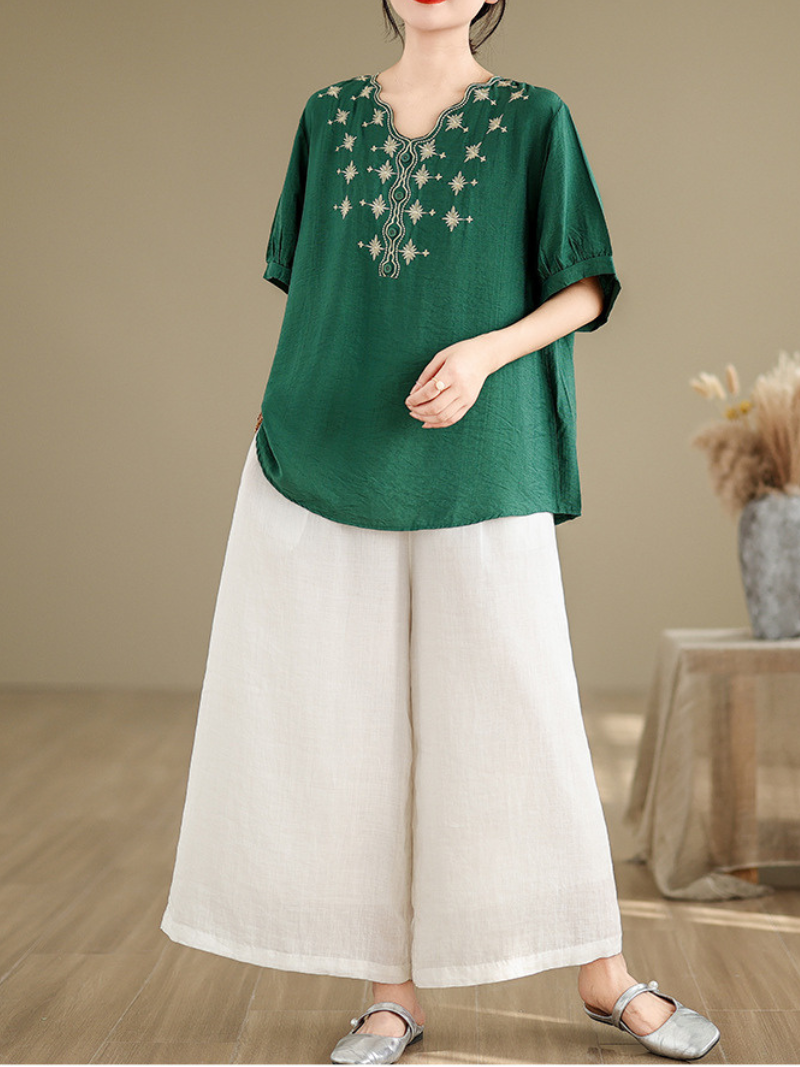 Women's Stylish and Comfortable Embroidery Loose T-shirts Tops