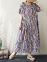 Sunlit Weekend Ease — Cotton Linen Dress with Flowy, Artful Drape